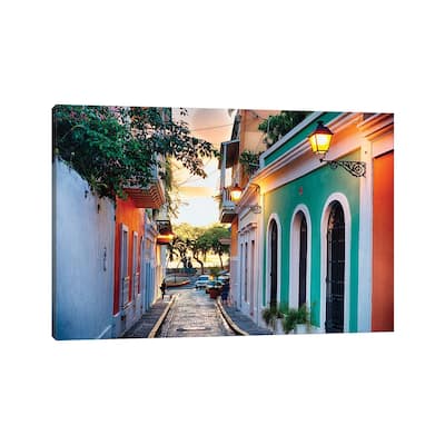 iCanvas "Old San Juan Street In Sunset Glow, Puerto Rico" by George Oze Canvas Print