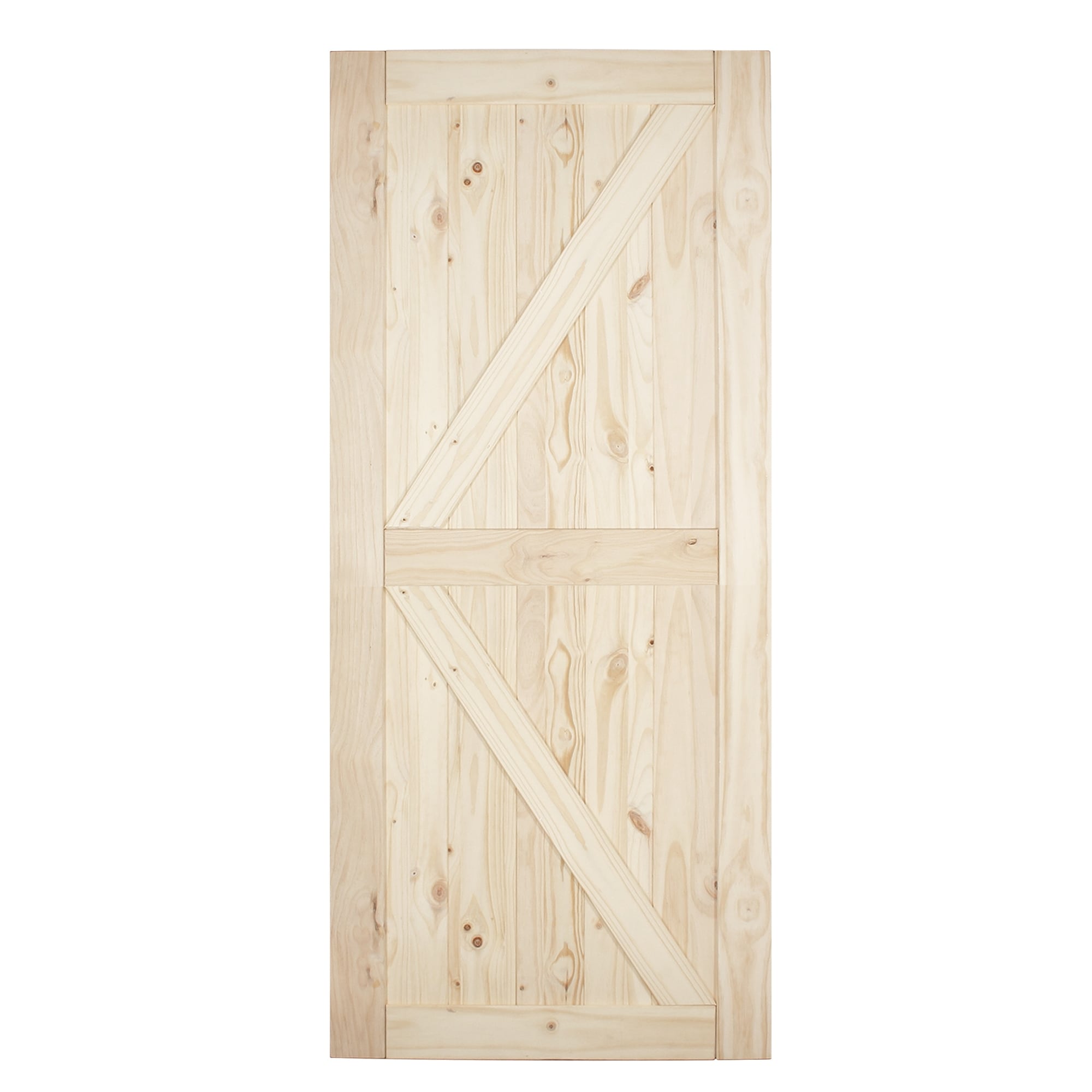 Belleze 36in X 84in Sliding Barn Door Unfinished Natural Knotty Pine Pre Drilled