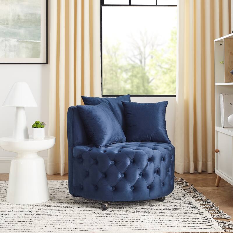 Velvet Upholstered Swivel Chair for Living Room