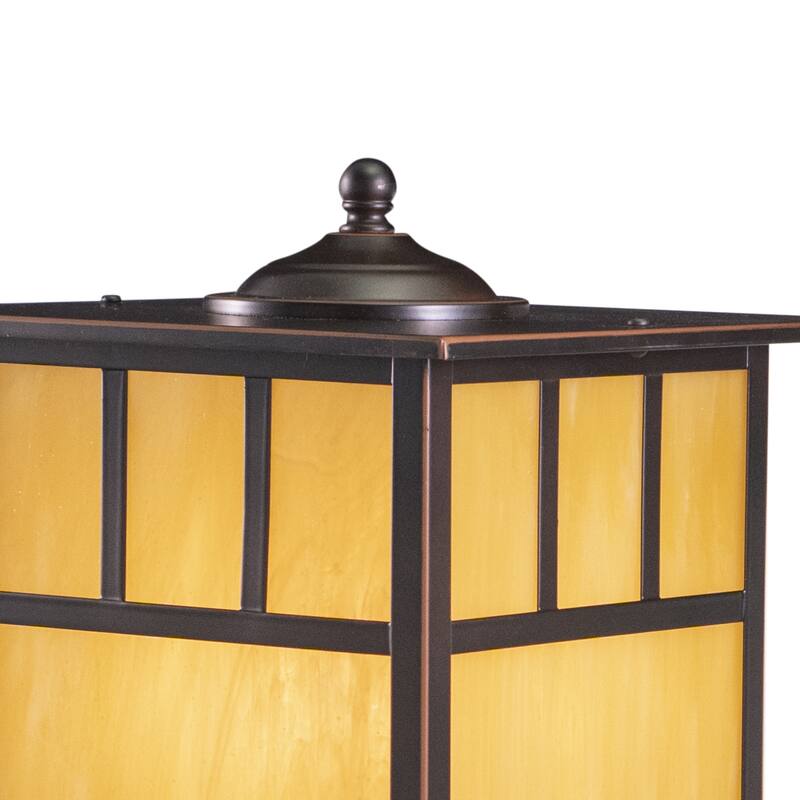 Mission 1L Bronze Outdoor Rectangle Post Light Honey Glass - 9-in W x 15-in H x 9-in D