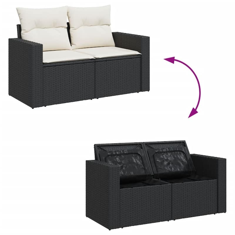 vidaXL Garden Sofa Set Black, Cream White - 24.4 x 25.8 x 27.2