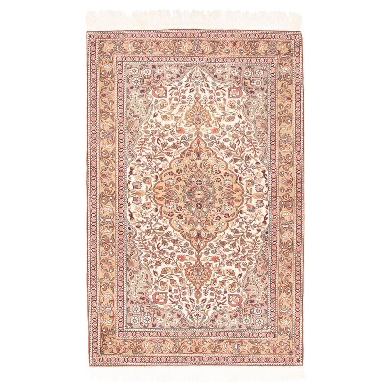 ECARPETGALLERY Hand-knotted Hereke Cream Wool Rug - 3'10 x 6'0