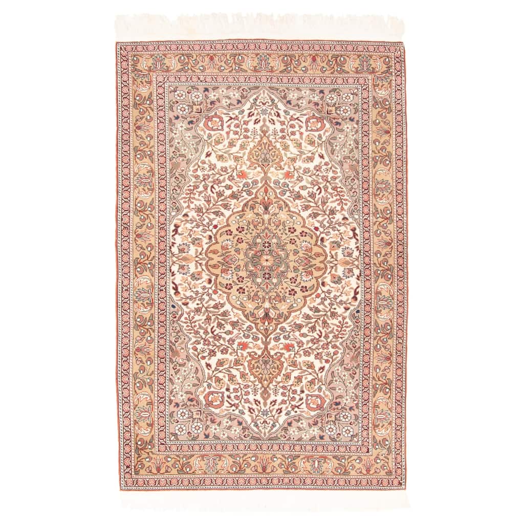 ECARPETGALLERY Hand-knotted Hereke Cream Wool Rug - 3'10 x 6'0
