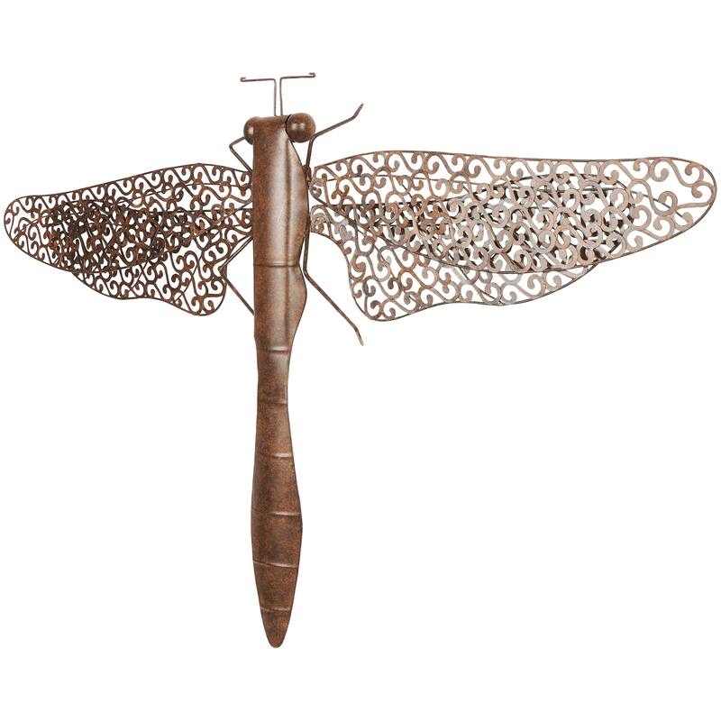 Metal Dragonfly Indoor Outdoor Home Wall Decor - Brown - Roche River Decor