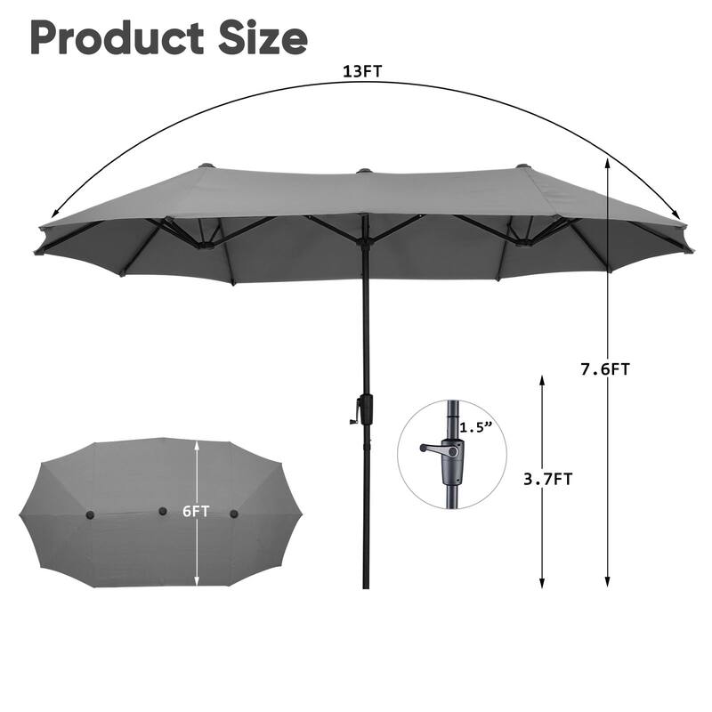 Ainfox 13Ft Large Outdoor Patio Umbrella with Crank