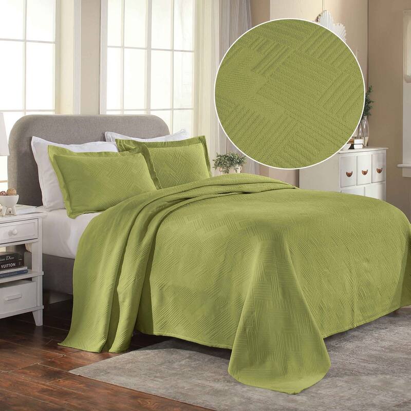 Superior Geometric Fret Cotton Decorative Bedspread Set - Sweet Pea - Twin
