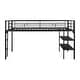 preview thumbnail 3 of 9, Black Twin Steel Low Loft Bed with Storage & Ladder