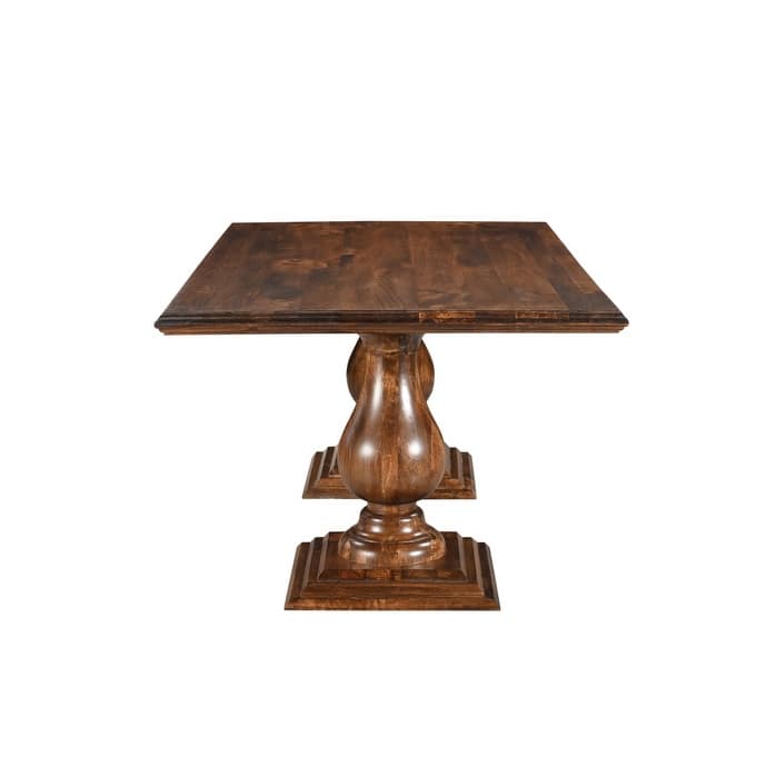 HomeRoots 75" Dark Brown Wood Double Pedestal Base Dining Table - 75.00 in. x 30.00 in. x 42.00 in.