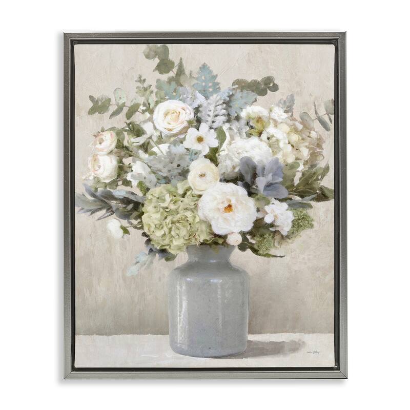 Stupell Fresh Garden Bouquet Framed Floater Canvas Wall Art Design By Amber Sterling - 25 x 31 - Grey