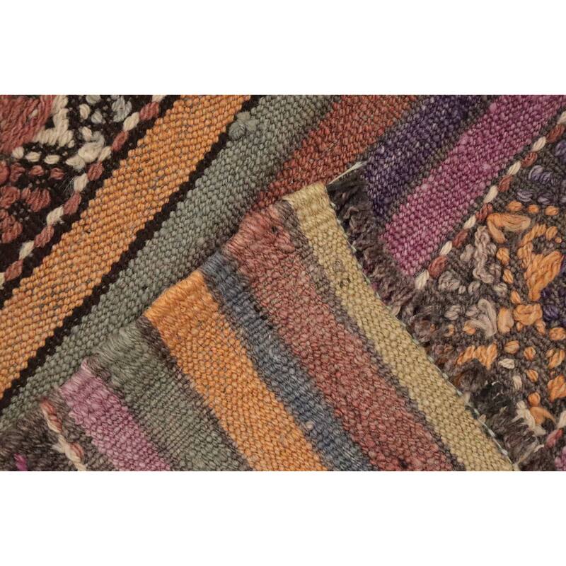 Hand Woven Oriental 100% Wool Carpet Southwestern Tribal Multi-Colored Kilim Area Rug - 8' 6'' X 5' 11''
