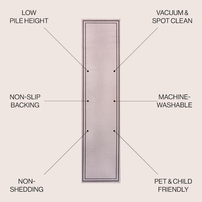 JONATHAN Y Ainsley Classic 2-Stripe Border Washable Area Rug