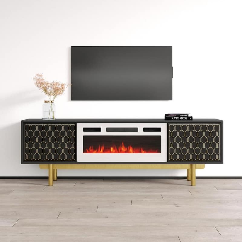 Karp WH-EF Fireplace TV Stand - Black