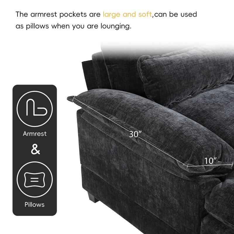 Merax Modern U-shaped Sectional Sofa with Waist Pillows, and Chaise Lounge