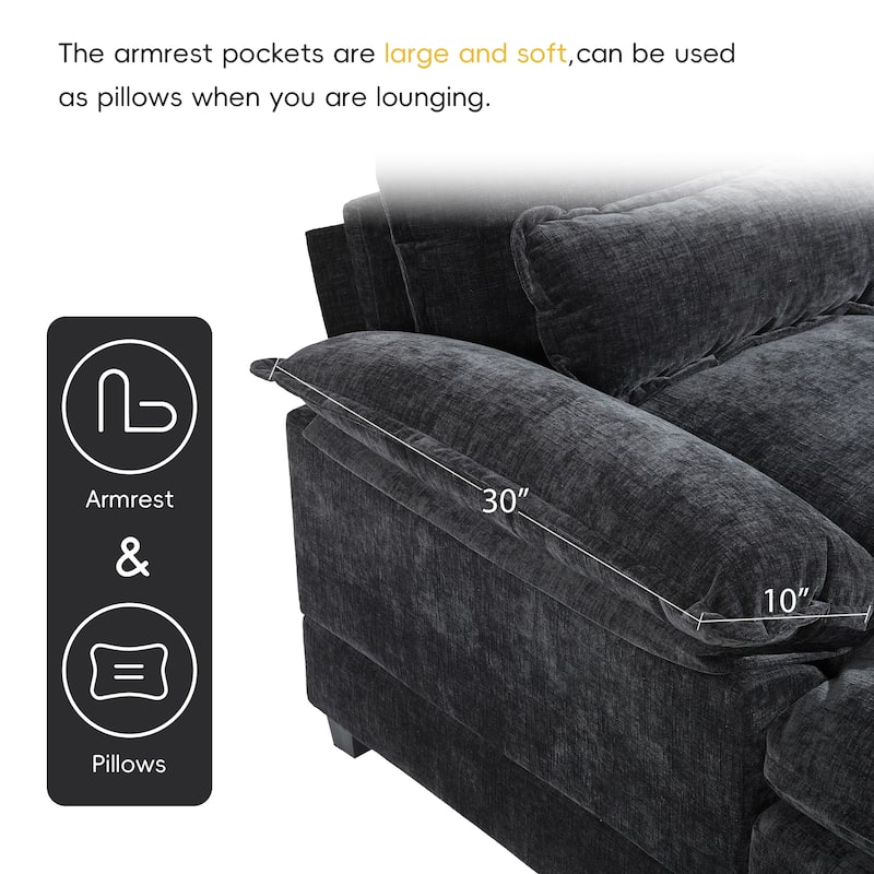 Modern Modular U-shaped Sectional Sofa, Chenille Cloud Couch Set
