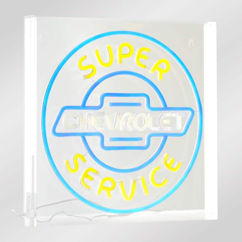 Licensed Chevrolet Super Service Acrylic LED Wall Decor Sign - 16" x 16" - 16" x 16"