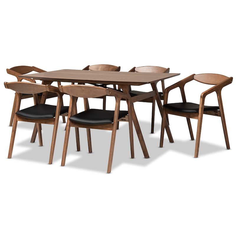 Harland Mid-Century Modern 7-Piece Dining Set - Black