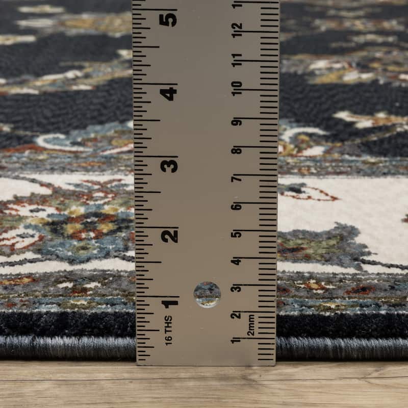 Style Haven Victoria Bordered Traditional Navy/ Ivory Area Rug