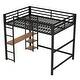 preview thumbnail 7 of 8, Full Size Metal Loft Bed with Built-in Desk, Storage Shelves, Full-Length Guardrails, and Space-Saving Design in Black
