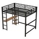 preview thumbnail 7 of 12, Industrial Full Size Metal Loft Kids Bed with Guardrail,Desk,Shelves