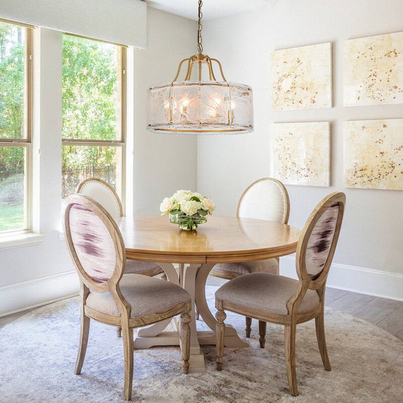 Modern 6-Light Clear Rippled Glass Lantern Pendant For Kitchen Island
