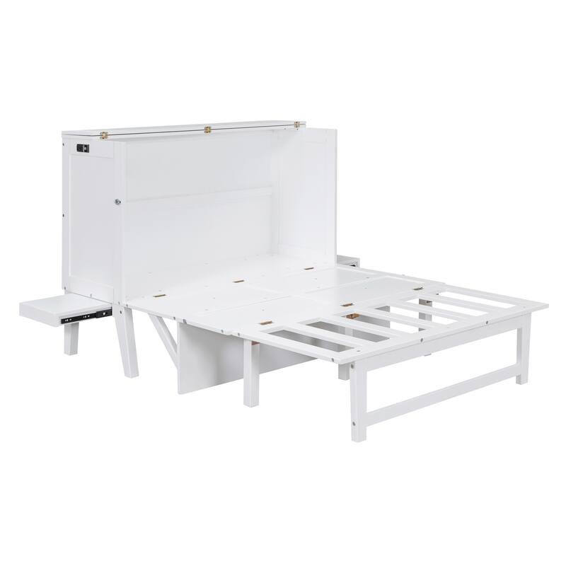 Murphy Bed Platform Bed with USB Port & Removable Shelves On Each Side