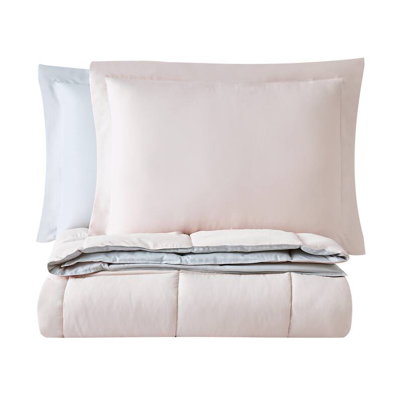 Truly Soft Everyday Reversible Down Alternative 3-Piece Comforter Set - Full - Queen - Blush/Silver Grey