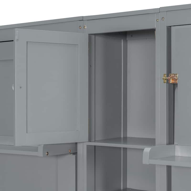 Roomfitters Twin Wall Murphy Bed System with Center Storage Shelves, Convertible Fold Down Sleeper Cabinet