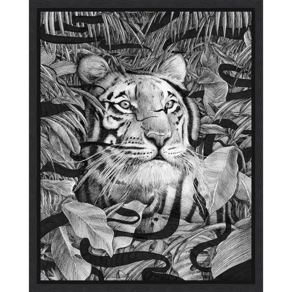God Is a Weaver Original Tiger by Ec Mazur Framed Canvas Wall Art