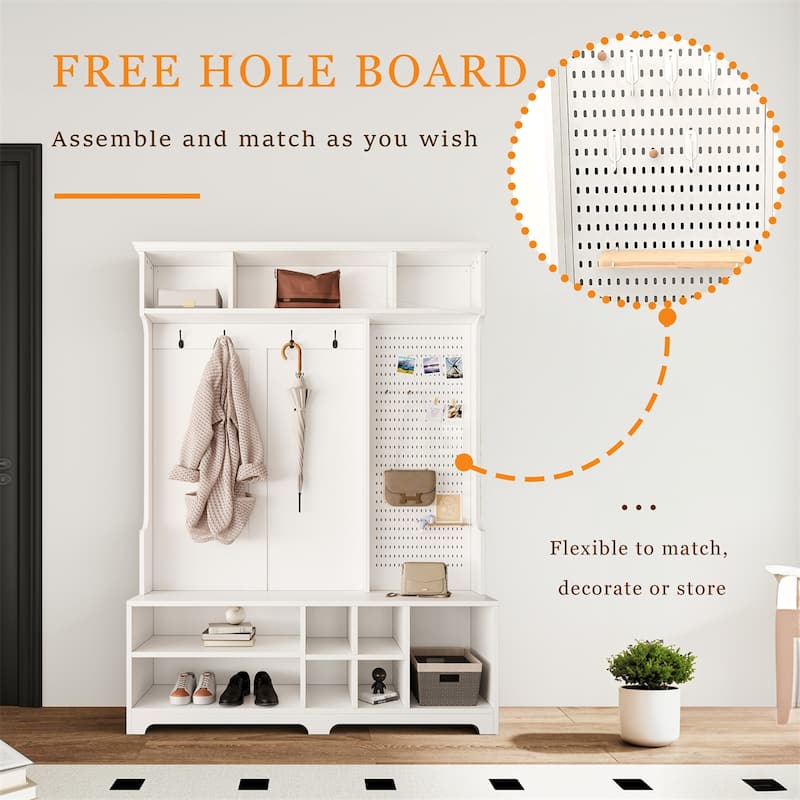 Hall Tree with Shoe Bench,Coat Rack,Shoe Storage,Storage Shelves