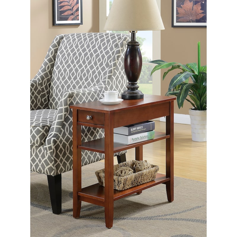 Convenience Concepts American Heritage 1 Drawer Chairside End Table with Shelves - Mahogany