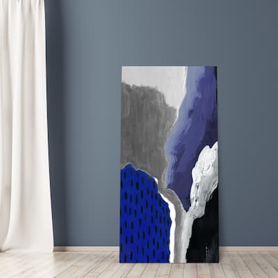 "Cobalt Abstract 2A" Frameless Free Floating Tempered Glass Panel Graphic Wall Art