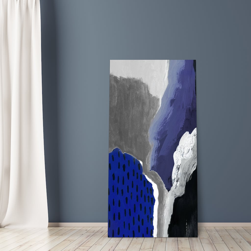 "Cobalt Abstract 2A" Frameless Free Floating Tempered Glass Panel Graphic Wall Art