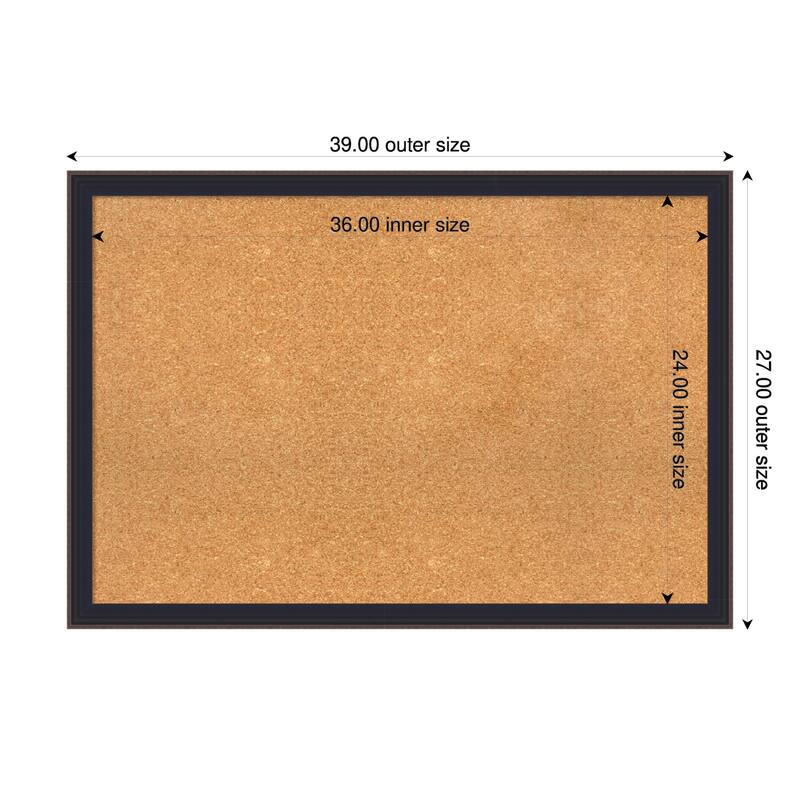 Havana Black Bronze Framed Cork Board - Bulletin Board, Organization Board, Pin Board - Natural - 39 x 27 in