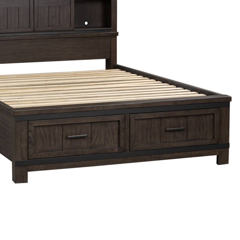 Thornwood Hills Rock Beaten Gray with Saw Cuts King Bookcase Bed