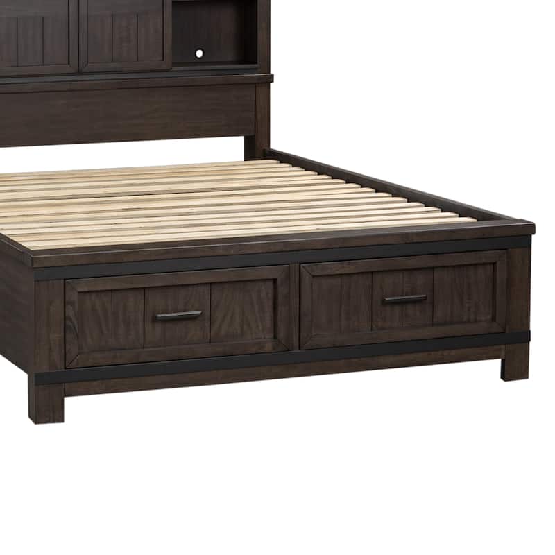 Thornwood Hills Rock Beaten Gray with Saw Cuts King Two Sided Storage Bed