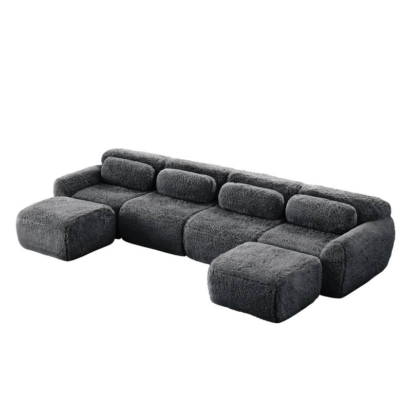 Anmytek Modern Comfortable U-Shaped Boneless Sofa - Free Combination, No Assembly Required, Full-Compression Vacuum Packed