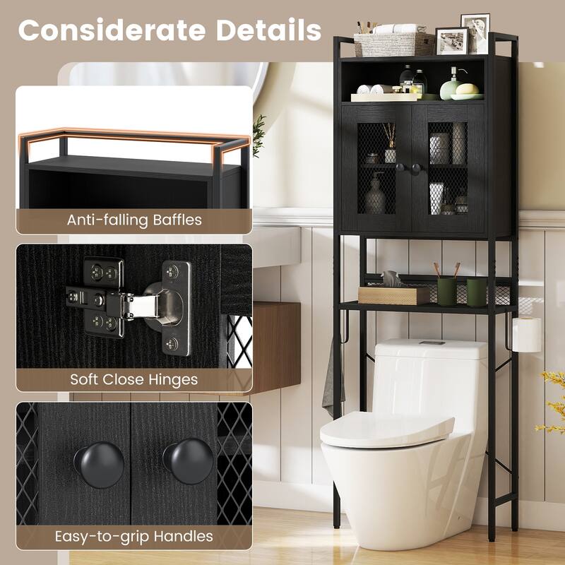 Gymax Over The Toilet Cabinet Bathroom Toilet Storage Organizer w/