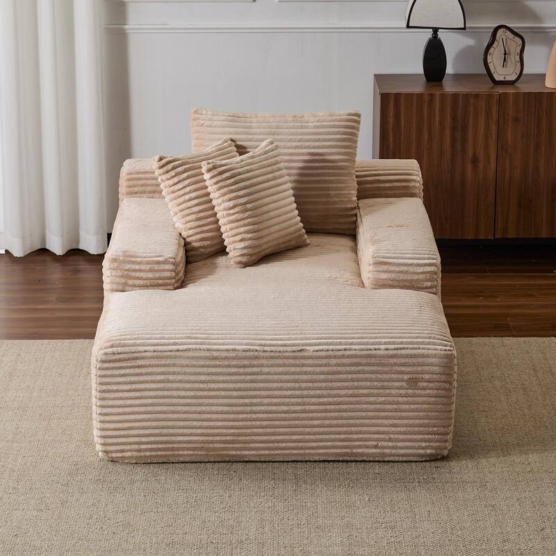 Oversized Chaise Lounge Chair Cozy Cloud Couch,Upholstered Sleeper Sofa Daybed With 3 Throw Pillows And Wide Armrest