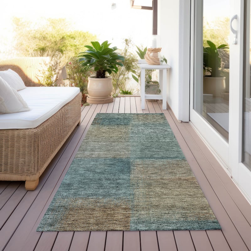 Machine Washable Indoor/ Outdoor Chantille Ombre Rug - Teal - 2'3" x 7'6"