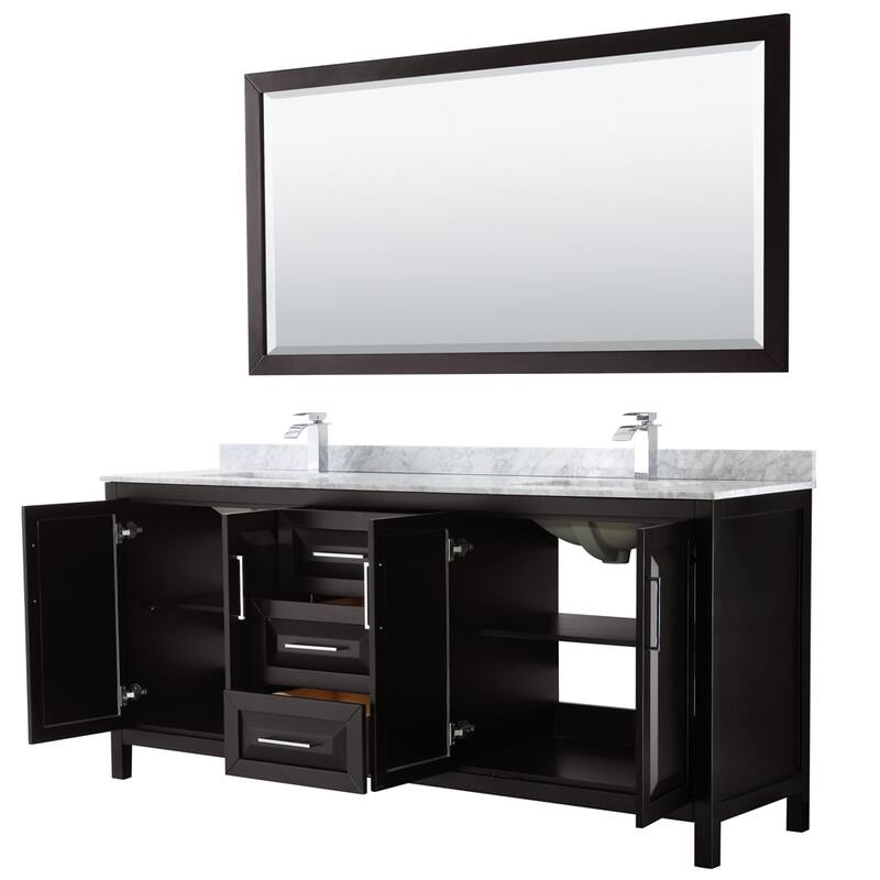 Daria 80-inch Double Vanity, Marble Top, 70-inch Mirror