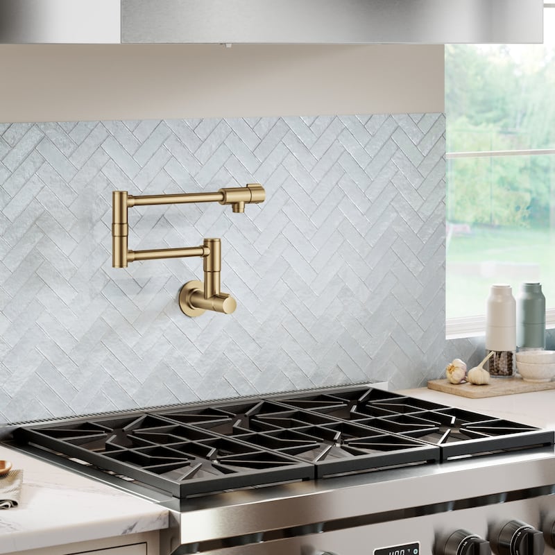 KRAUS Bolden 2 Handle Wall Mount Pot Filler Faucet w/ Retractable Arm