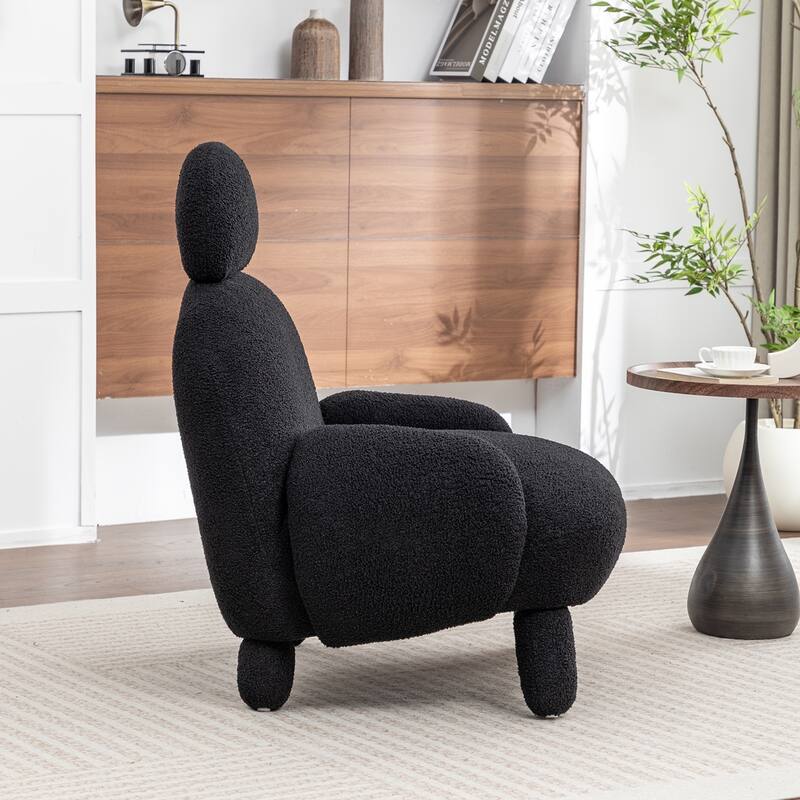 SEYNAR Modern Faux Sherpa Upolstered High Back Armless Accent Chair
