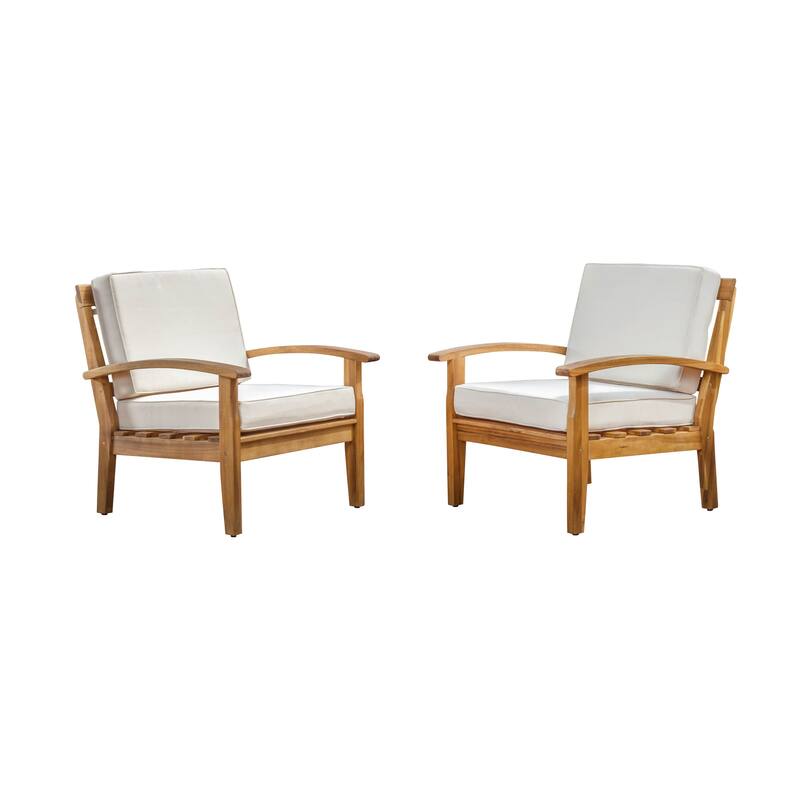 Peyton Outdoor Cushioned Wood Club Chairs (Set of 2) by Christopher Knight Home