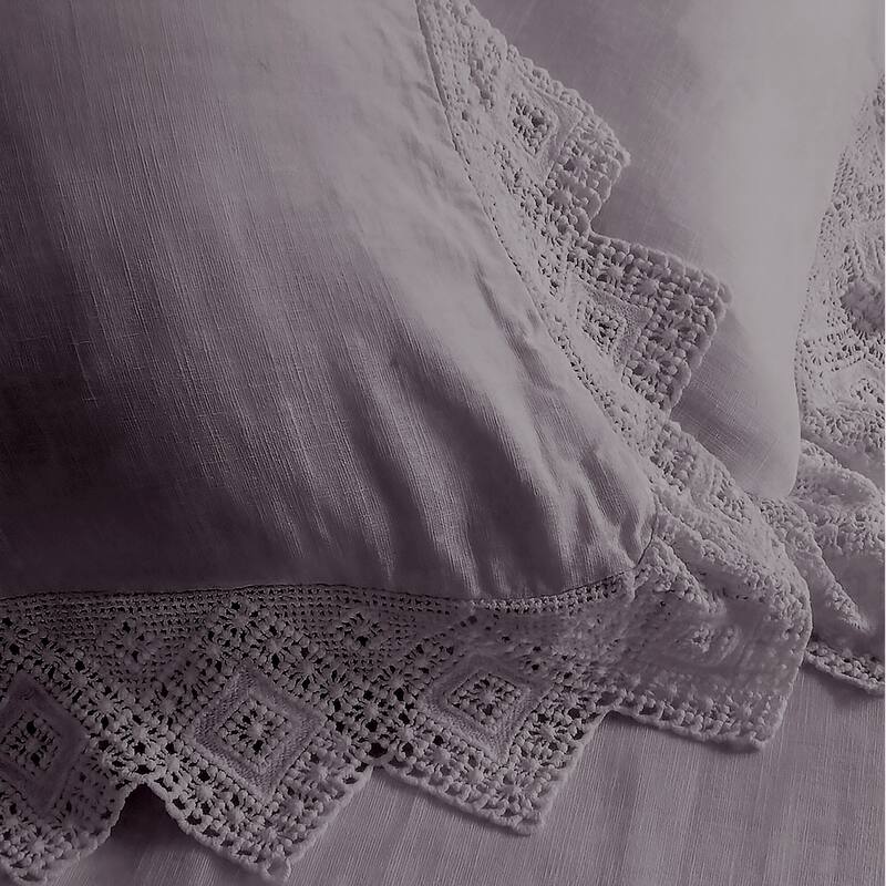 Elsie Lace Lilac 6 Piece Duvet Cover Set