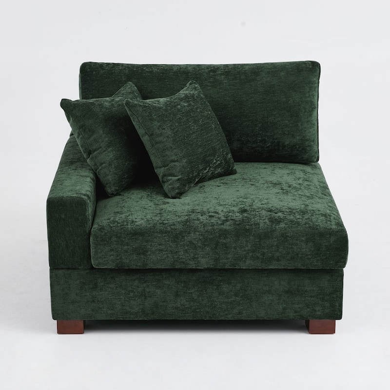 41" W Modern Chenille Corner Arm Accent Chair Sectional Module with Pillows