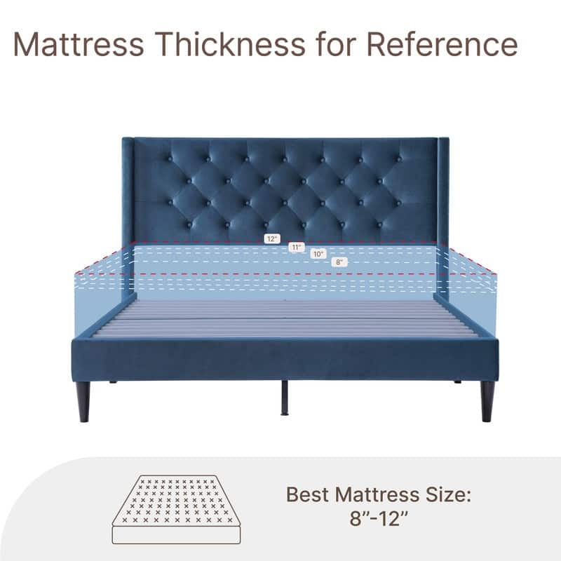 Eleanor Upholstered Platform Bed Frame with Vertical Stripe Headboard