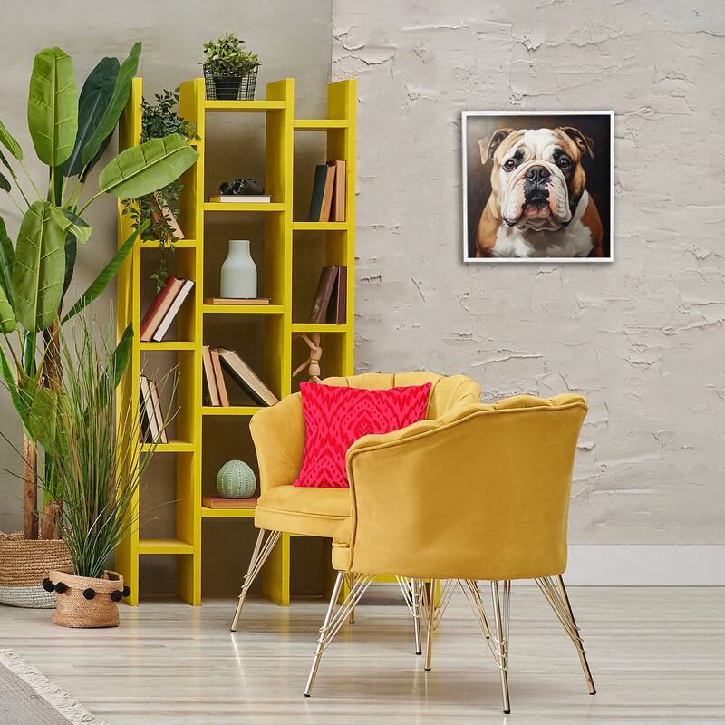 Stupell Stoic Bulldog Portrait Framed Giclee Art Design By Tom Crehan