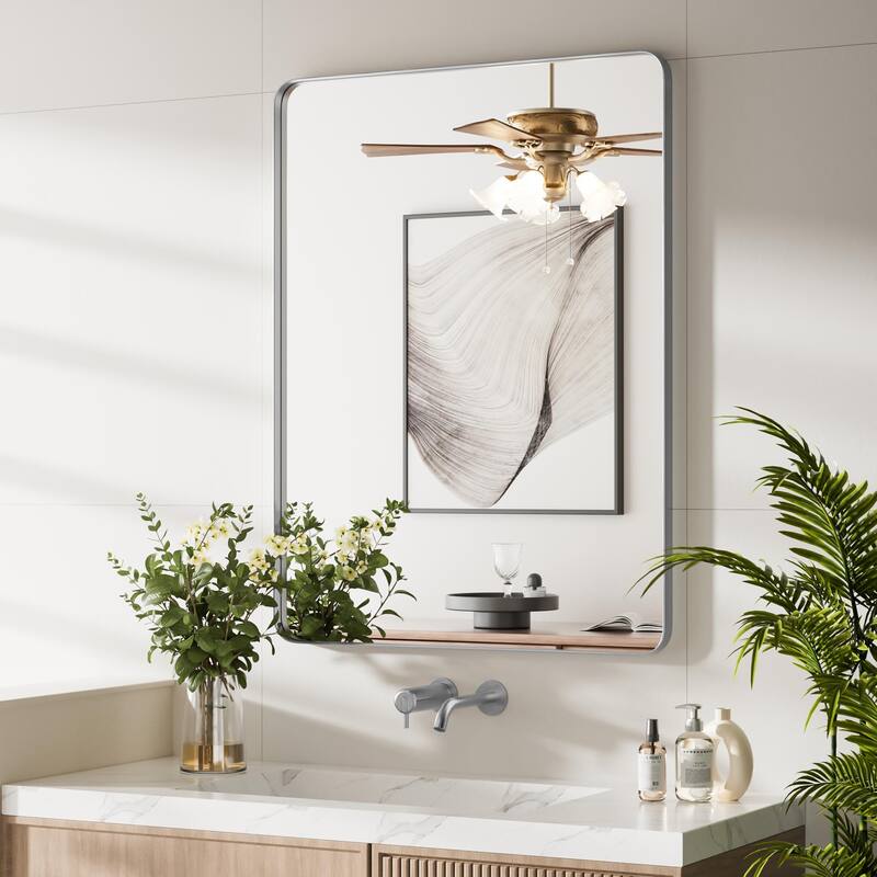 Wall Mirror Vanity Mirror Bathroom Mirror with Round Corner (1 Piece)