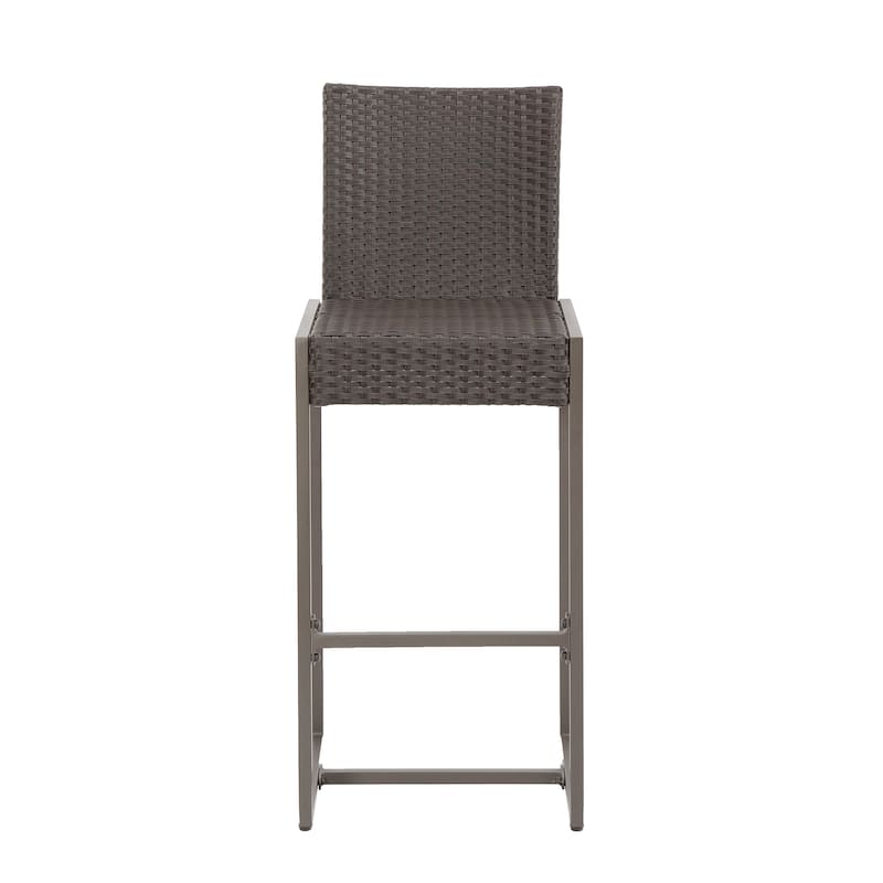 Roomfitters Set of 2 Outdoor Wicker Bar Stools, All-Weather Rattan Bar Chairs with Armrests, Durable and Comfortable Design