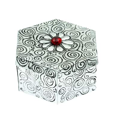 Novica Handmade Hexagon With Flower Decorative Box
